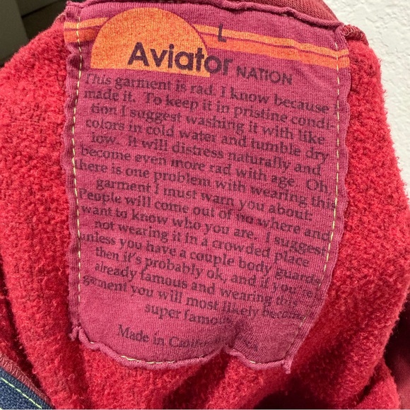 Aviator Nation Disco 2 Hoodie Claret 5-Stripe Rainbow Size Large - Picture 6 of 11